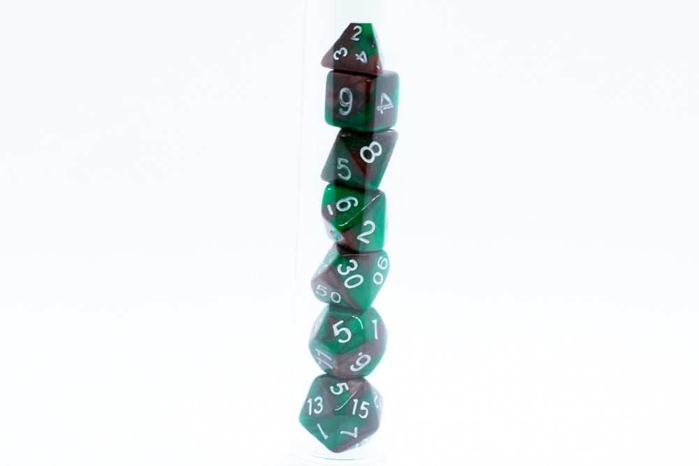 Camouflage Mini Two Tone Polyhedral RPG Dice Set Small D4-D20 in Tube - 