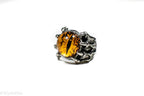 Dragon Eye Ring Silver Metal for Cosplay Game Night Dungeons and Dragons (purple/blue/red/yellow) - Yellow