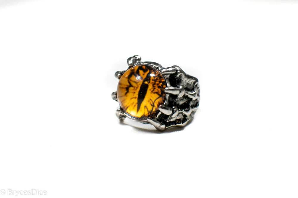 Dragon Eye Ring Silver Metal for Cosplay Game Night Dungeons and Dragons (purple/blue/red/yellow) - Yellow