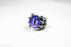 Dragon Eye Ring Silver Metal for Cosplay Game Night Dungeons and Dragons (purple/blue/red/yellow) - Purple