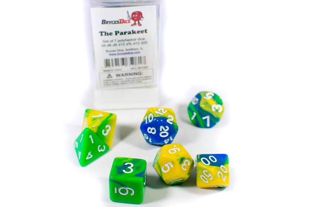 The Parakeet Tri-Color Swirl Green/Yellow/Blue - Set in Zip Bag