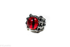 Dragon Eye Ring Silver Metal for Cosplay Game Night Dungeons and Dragons (purple/blue/red/yellow) - Red