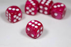 Pearl/Swirl Pipped d6 Dice Orange/Pink/Maroon/Electric Yellow/Brown/Blue/Green/Cranberry 16mm (SOLD BY PIECE) - Cranberry