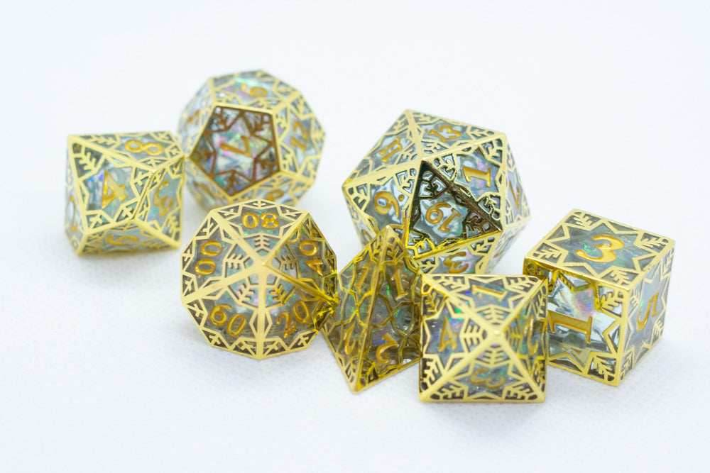 [Factory Second] Forged Opal Forged in Frost Dice Set (Resin Dice Encased in Metal) - 
