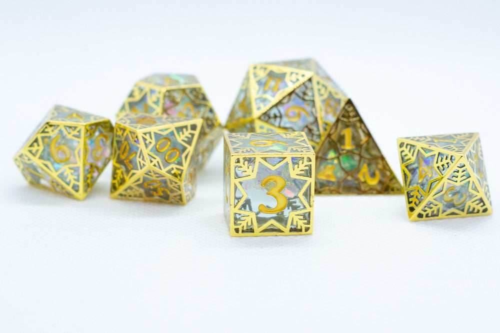 [Factory Second] Forged Opal Forged in Frost Dice Set (Resin Dice Encased in Metal) - 