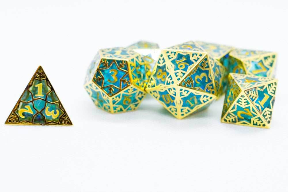 [Factory Second] Gilded Permafrost Forged in Frost Dice Set (Resin Dice Encased in Metal) - 
