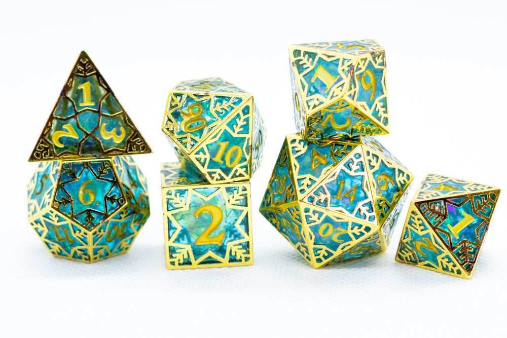 [Factory Second] Gilded Permafrost Forged in Frost Dice Set (Resin Dice Encased in Metal) - 