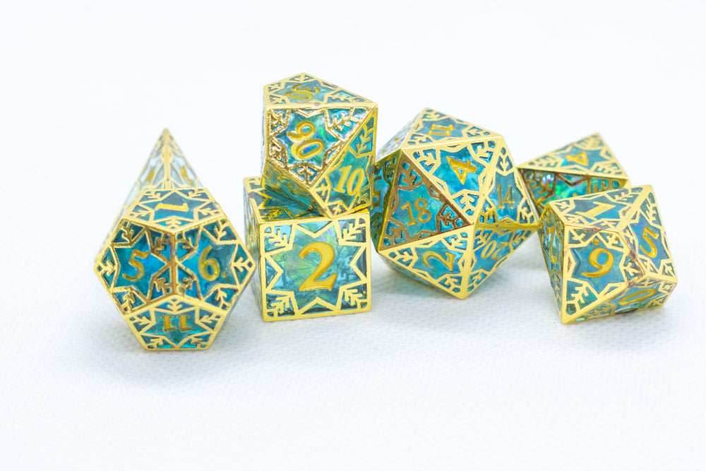 [Factory Second] Gilded Permafrost Forged in Frost Dice Set (Resin Dice Encased in Metal) - 