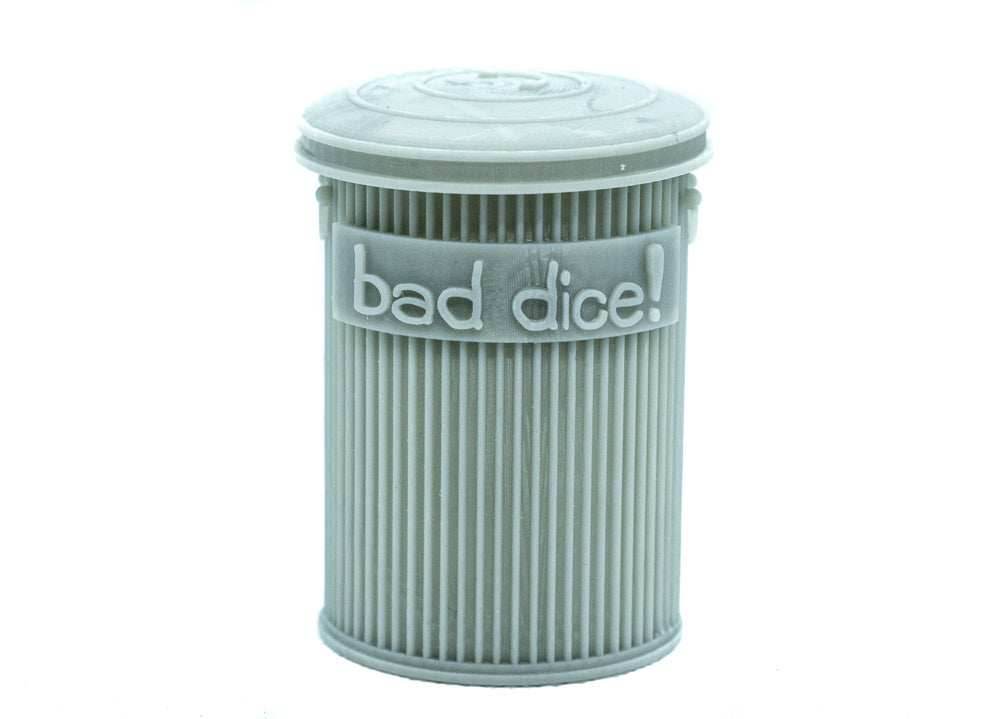 Trash Can Dice Jail: 3d Printed Grey Trash Can for Bad Dice D&D Dice Accessory - 