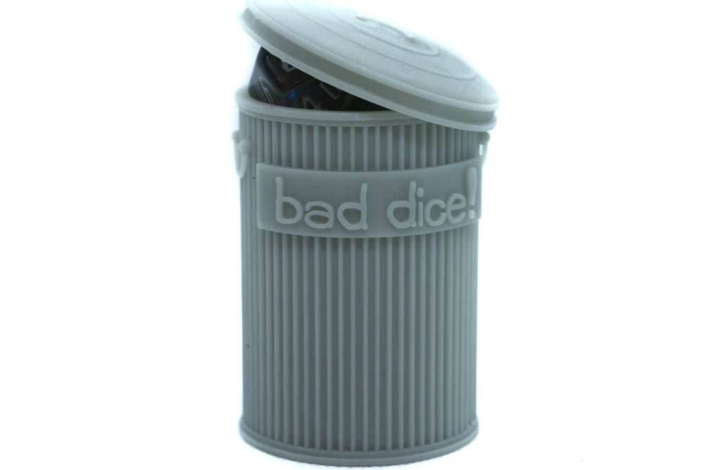Trash Can Dice Jail: 3d Printed Grey Trash Can for Bad Dice D&D Dice Accessory - 