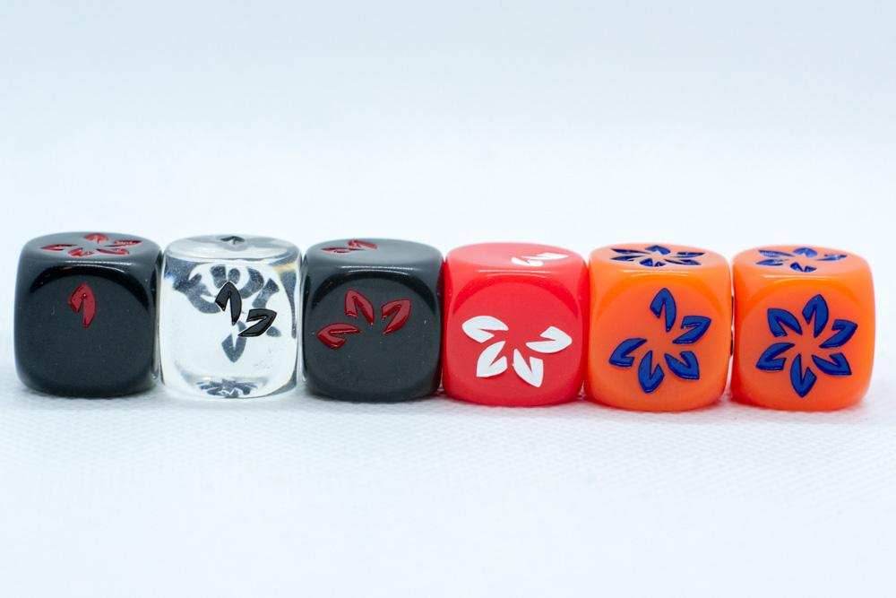 10-Pack Clear w/Black Falling Petals Dice 16mm D6 Flower Dice - 