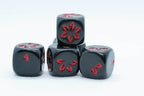 10-Pack Black w/Red Falling Petals Dice 16mm D6 Flower Dice - 