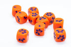 Orange w/Blue Falling Petals Dice 16mm D6 Flower Dice (sold per die) - 