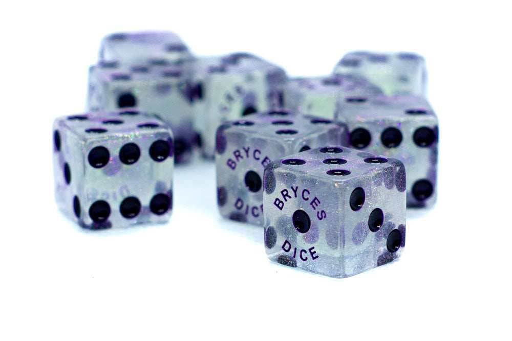 BrycesDice 16mm Glitter d6 (Purple) Square Edge [per die] - 