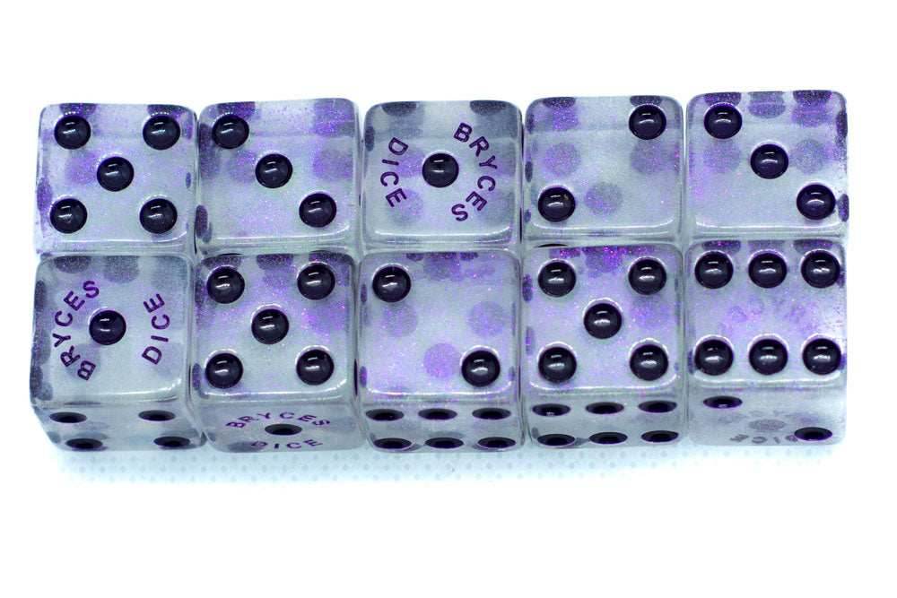 BrycesDice 16mm Glitter d6 (Purple) Square Edge [per die] - 