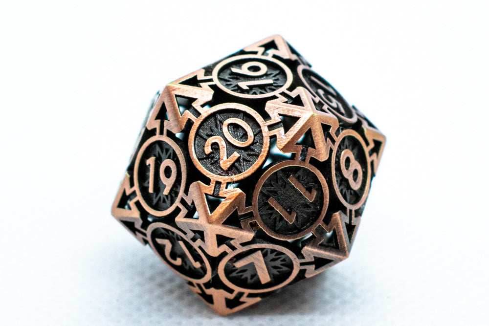 Single d6/d20 Rustic Copper Deadly Arrow Dice - d20