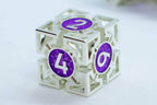 Single d6/d20 Guardian Silver w/Purple Deadly Arrow Dice - d6
