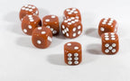 Brown Opaque Dice Set 16mm 6-Sided RPG Magic D&D Unique with White Pips Rolls - 5