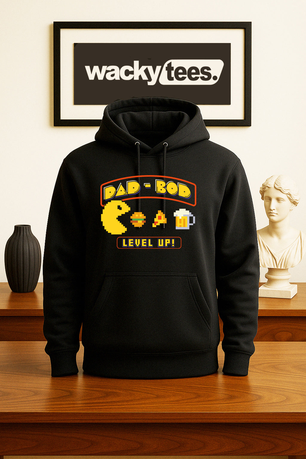 Dad Bod Pac Man 8bit Gaming Style Daddy Body Funny Graphic Tee Shirt