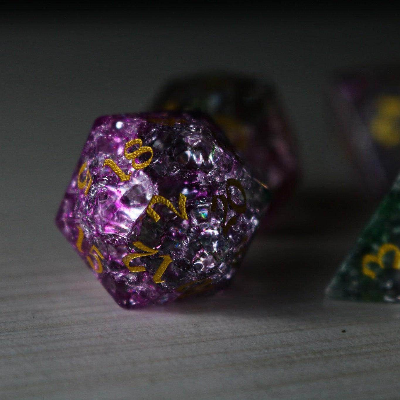 Dark Nox Forge Fire Glass DND Dice Set - Full Set and Free Dice Box