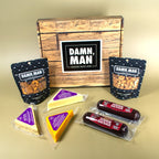 Delicatessen Gift Box – Gourmet Cheese, Beef Sausage & Nuts | Perfect Snack Box for Men – Tailgate, Game Night, Birthday Gifts