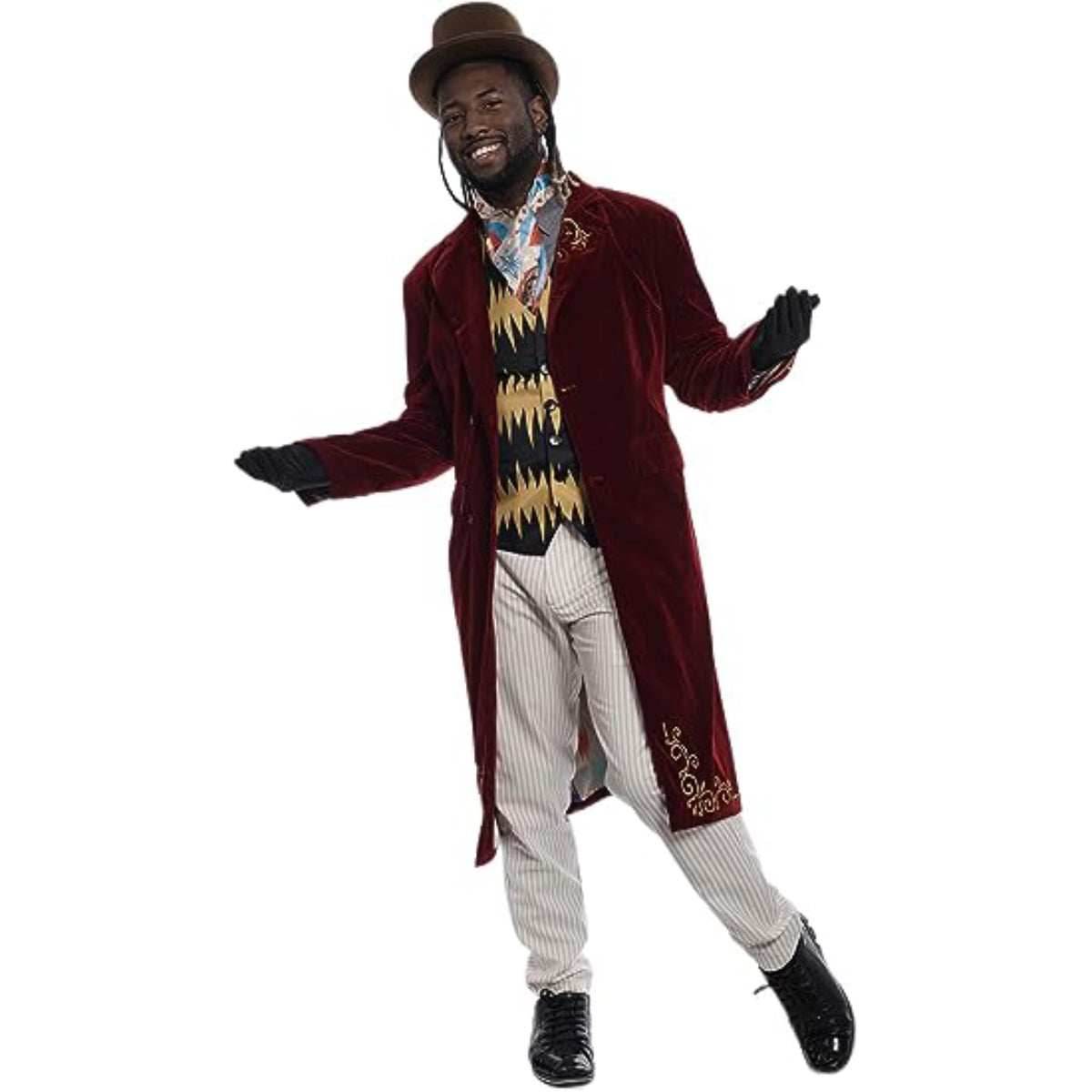 Deluxe Wonka Costume Candy Chocolate Factory Boss Complete Set for Halloween Cosplay - S