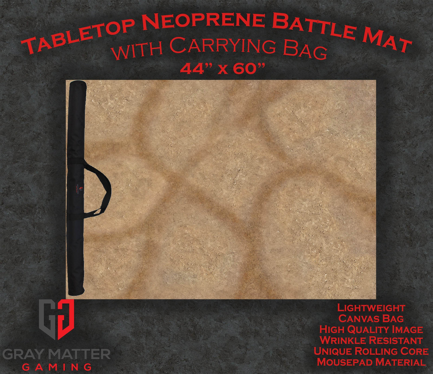 Desert Paths - Neoprene Battle Mat - Warhammer, AoS, 40K, Kill Team, MCP, Shatterpoint, Legion, More - 36x36