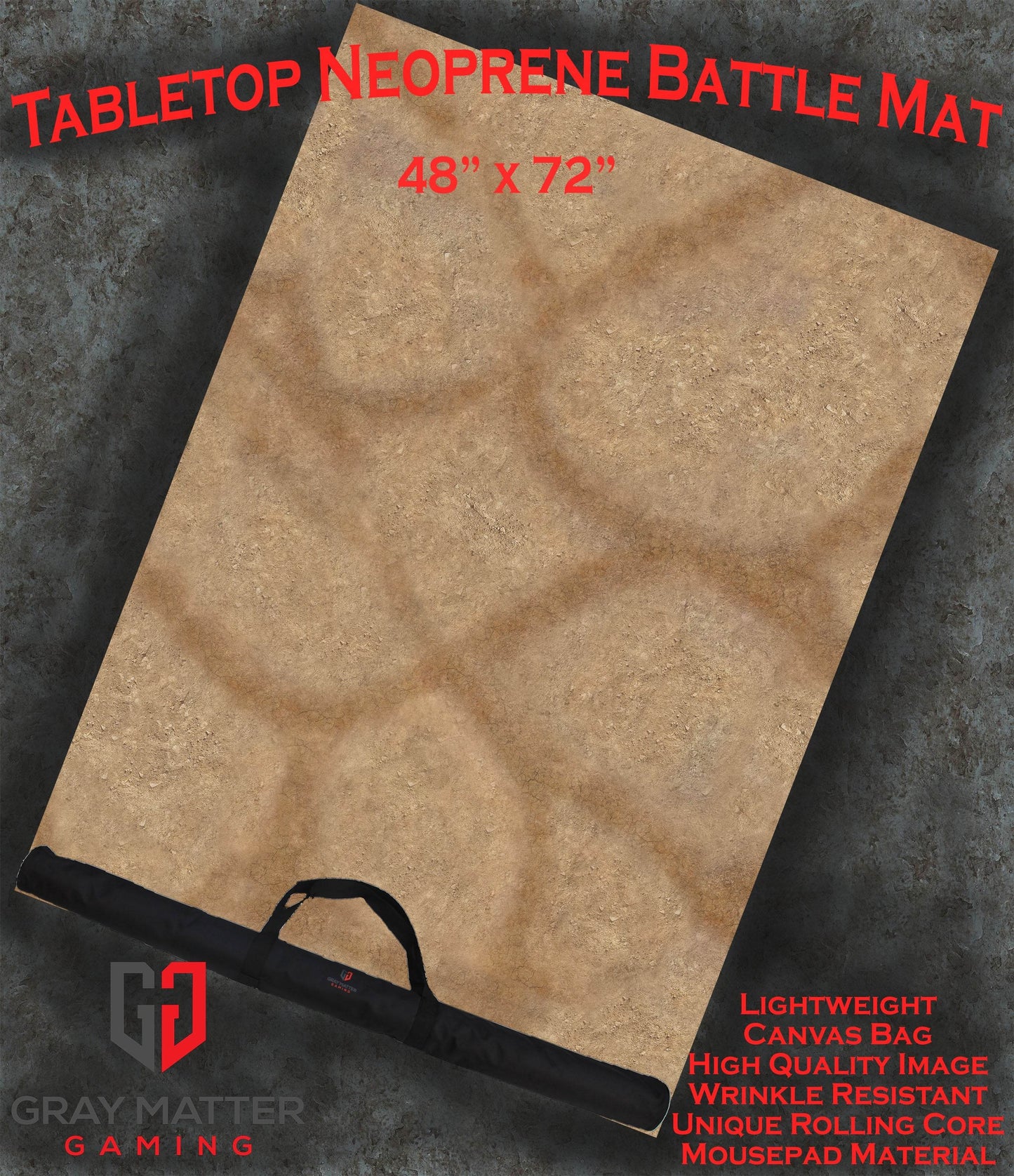 Desert Paths - Neoprene Battle Mat - Warhammer, AoS, 40K, Kill Team, MCP, Shatterpoint, Legion, More - 48x72