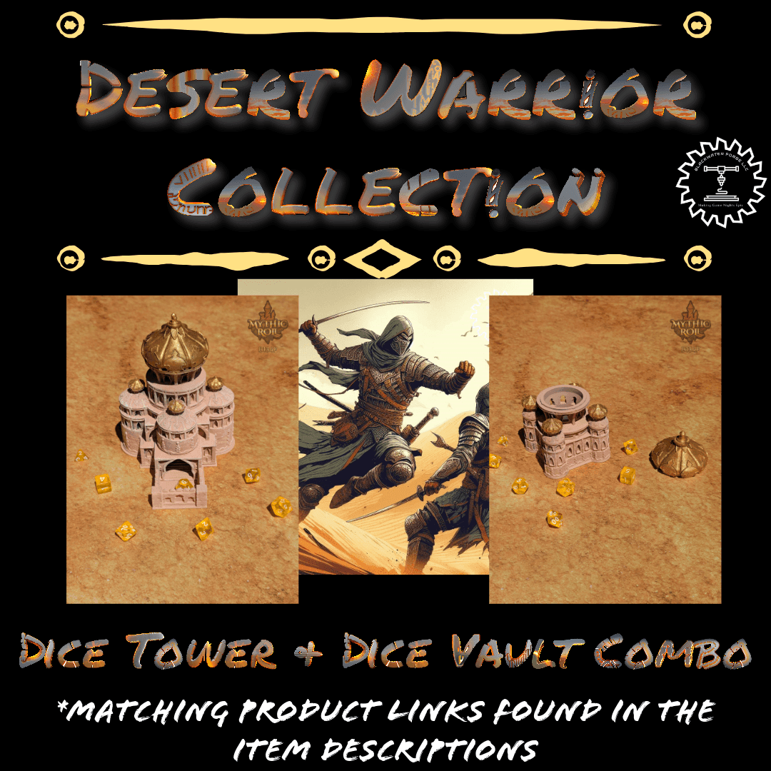 Dar as Salaam 3D Printed Dice Jail | RPG Dice Vault | D20 Box | Mythic Roll Collection - Guard Your Dice with the Mystique of Ancient Sands. - Black / Yes- Include Random Dice Set