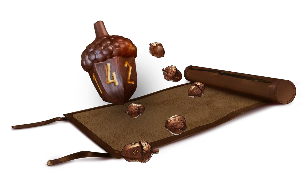 Leather Satchel with 6 Acorn Dice - Legend in the Mist