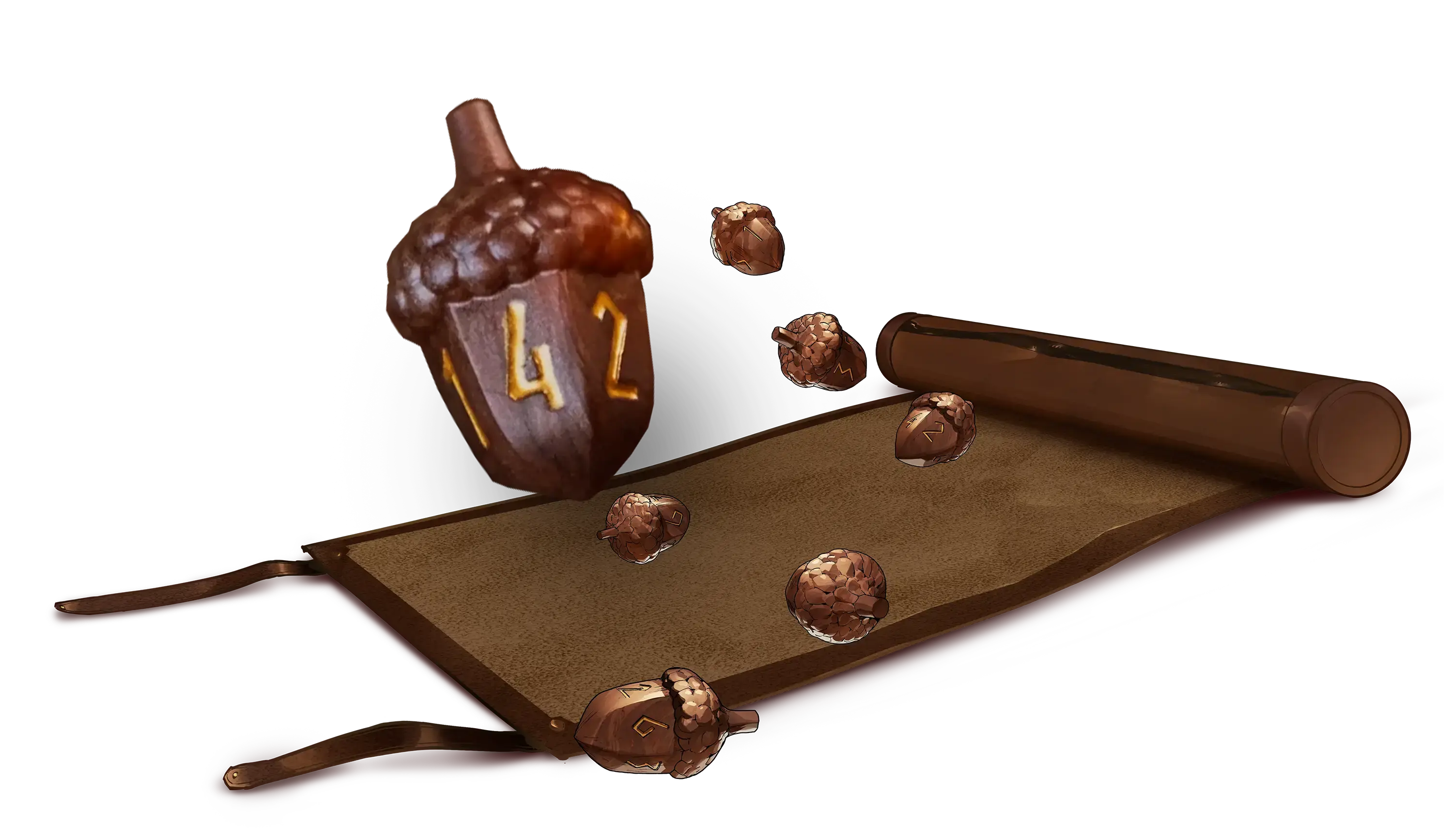 Leather Satchel with 6 Acorn Dice - Legend in the Mist