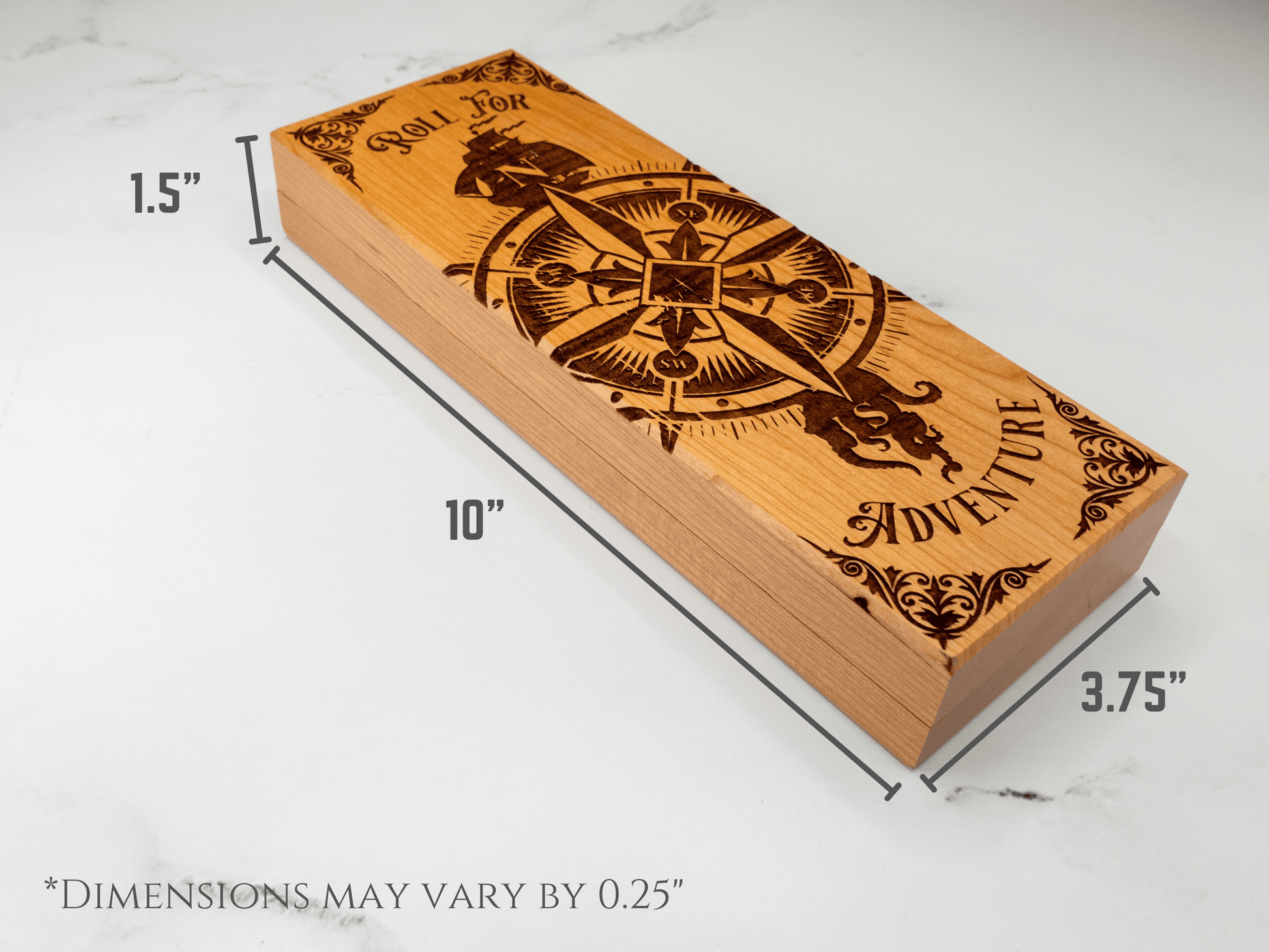 Compass Adventure | Engraved Dual Hex Dice Vault - Purpleheart