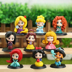 Disney 9 Pcs Set Figurines, Kawaii Rapunzel Snow White Jasmine Mulan Ariel 2 in