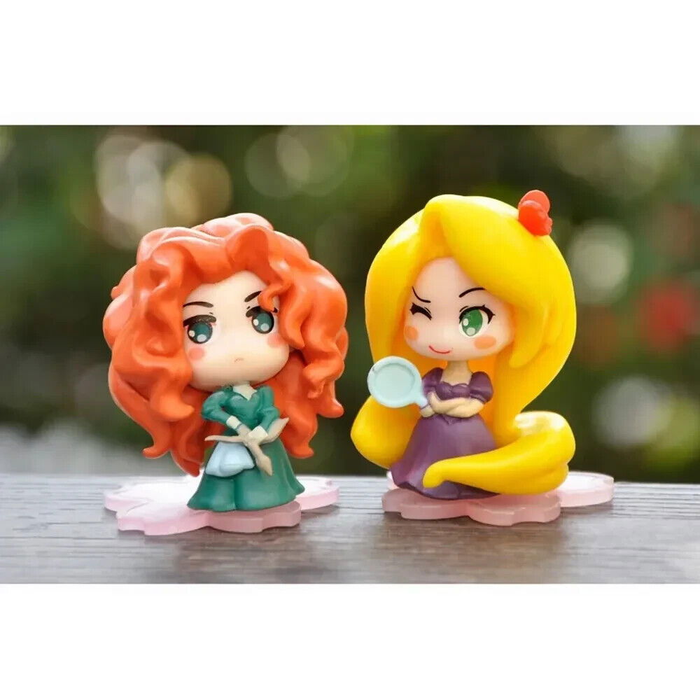 Disney 9 Pcs Set Figurines, Kawaii Rapunzel Snow White Jasmine Mulan Ariel 2 in