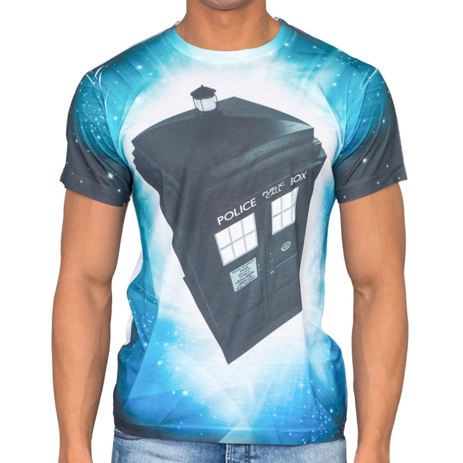 Doctor Who TARDIS Glowing Stars Sublimation T-Shirt - S