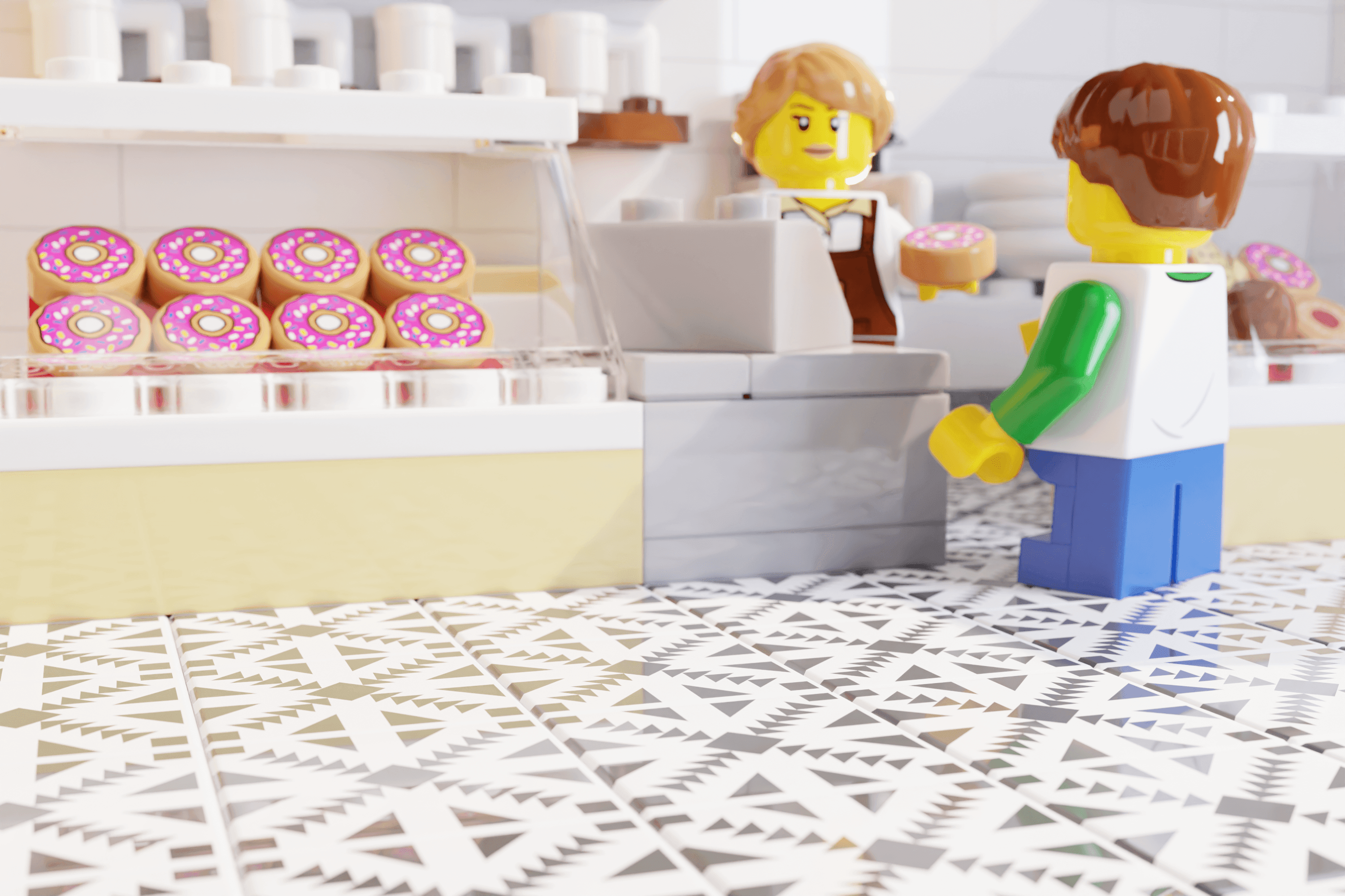 Parlor Doughnuts Tile Part Pack (20 Tiles) made with LEGO parts - 