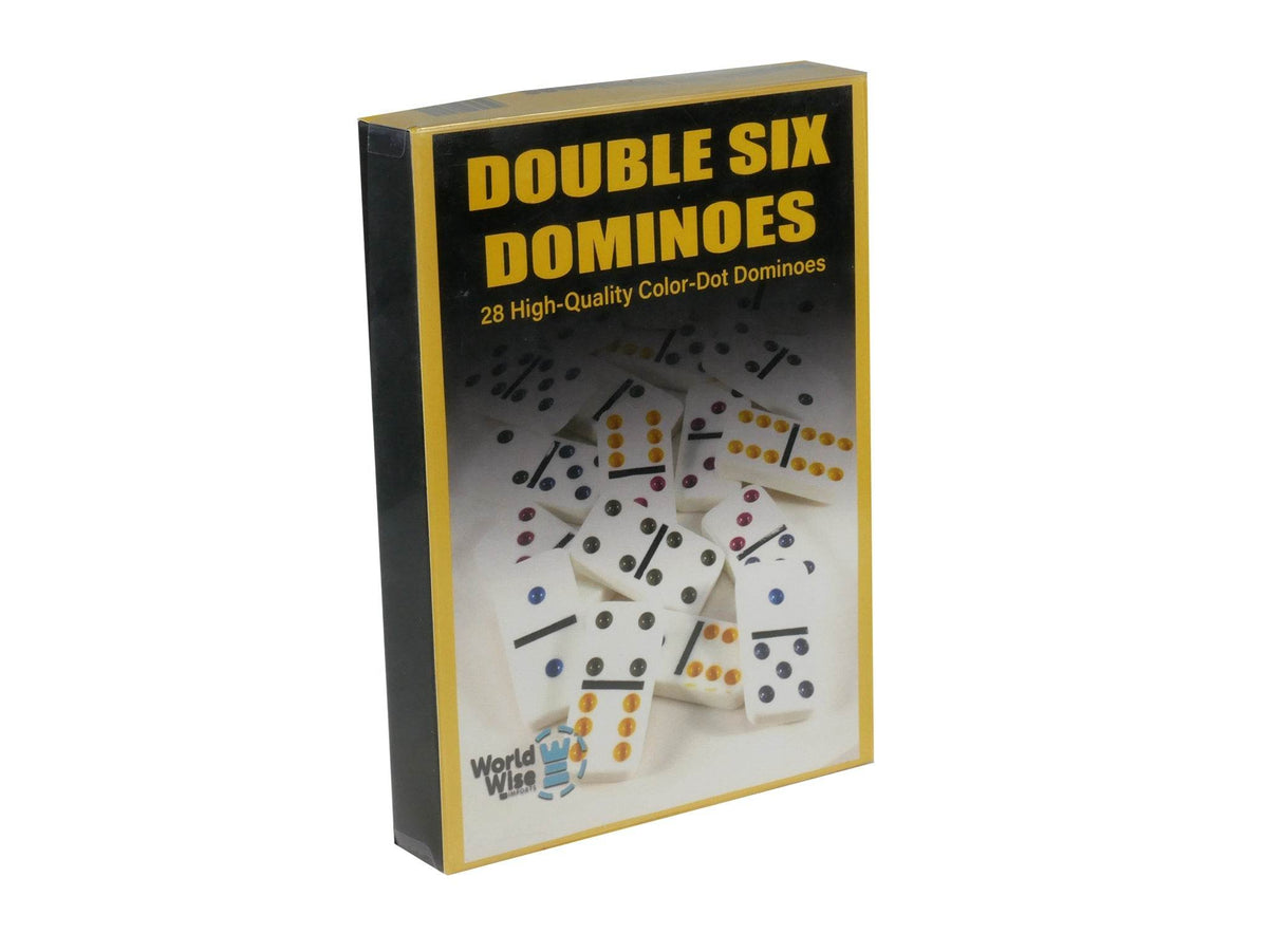 Dominoes - Double Six White Color Dot Dominoes in Color Box - 