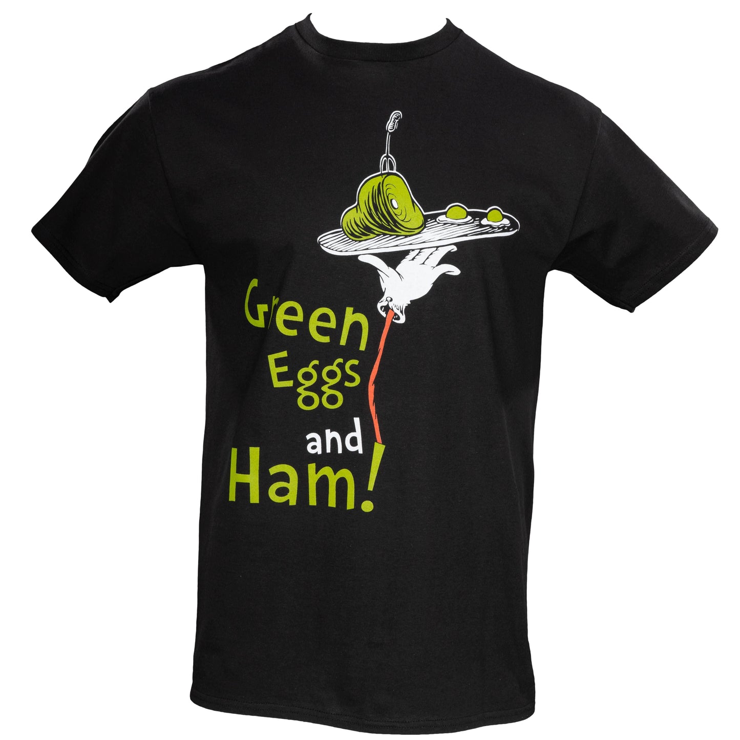 Dr Seuss Green Eggs and Ham Adult Short Sleeves Black T-Shirt - XS