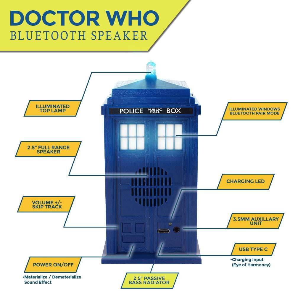 Doctor Who TARDIS Portable Bluetooth® Speaker with LED’s and Sound Effects - 