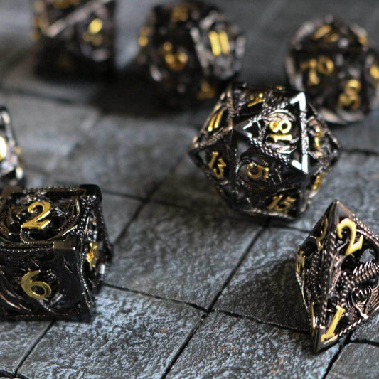 Dragon Hollow Black/Gold Metal DND Dice Set - Only 1 D20