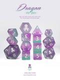 Kraken Dice Sea Glass 14 pc Dice Set - Dragon Sea Glass with Silver Ink
