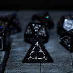 Dragon Shield Blue Sandstone (Silver Font) Gemstone DND Dice Set - Full Set And Free Dice Box