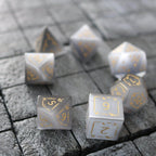 Dragon Shield Gray Cats Eye Gemstone DND Dice Set - Full Set And Box