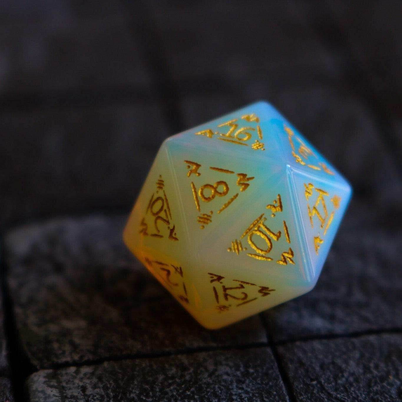 Dragon Shield Opalite Gemstone DND Dice Set - Full Set And Free Dice Box