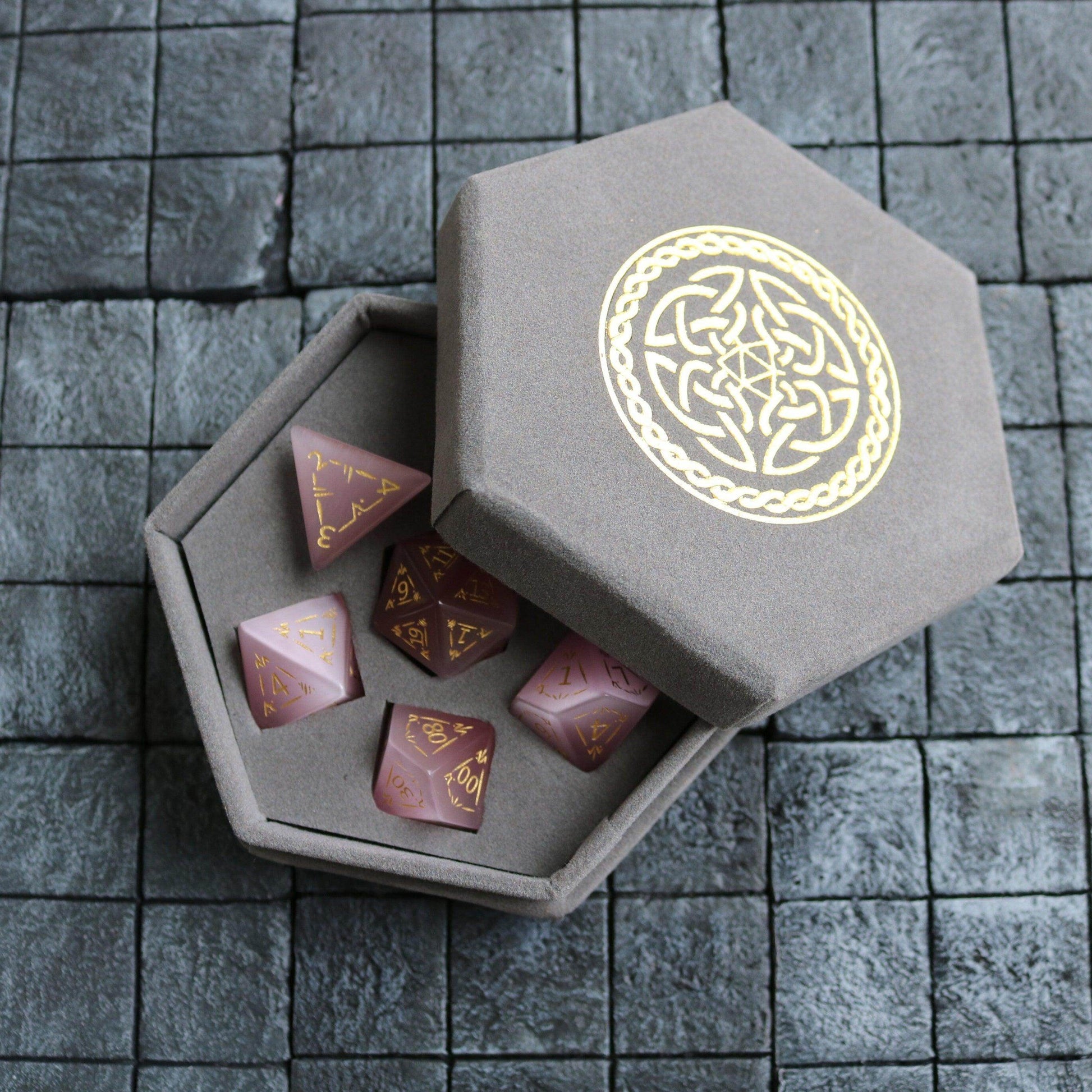 Dragon Shield Watermelon Cats Eye Stone Gemstone DND Dice Set - 