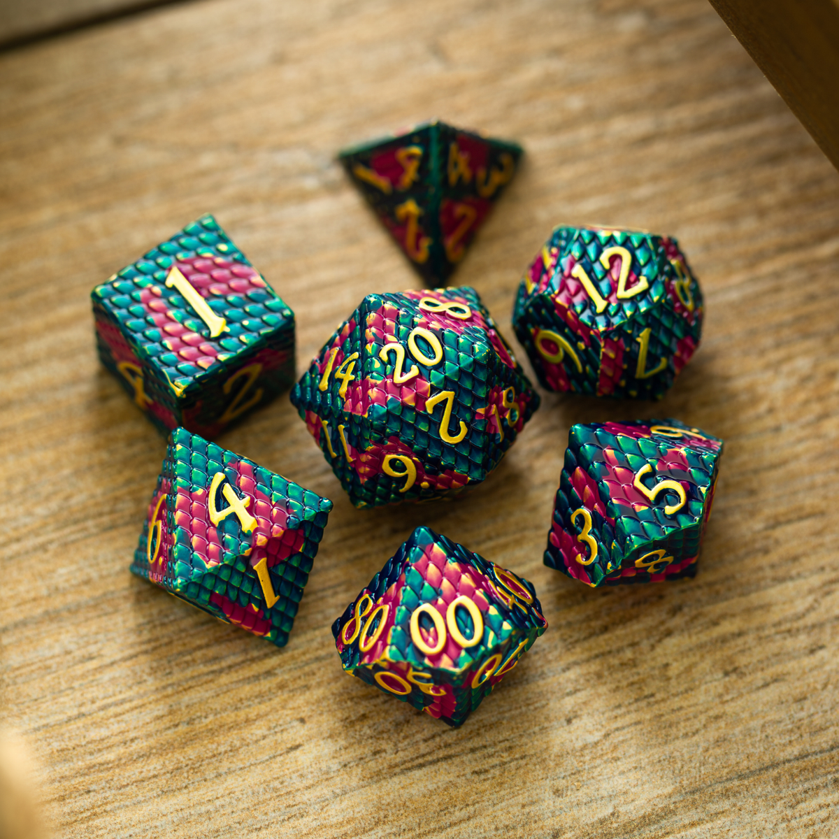 Dragon Scales Purple/Blue Metal DND Dice Set