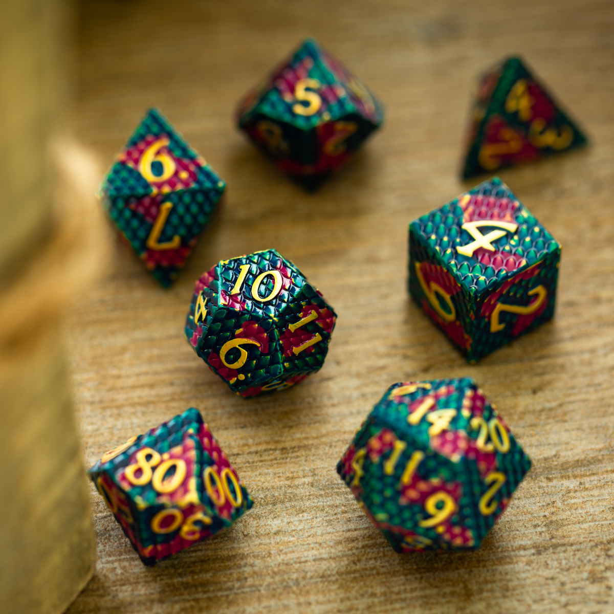 Dragon Scales Purple/Blue Metal DND Dice Set