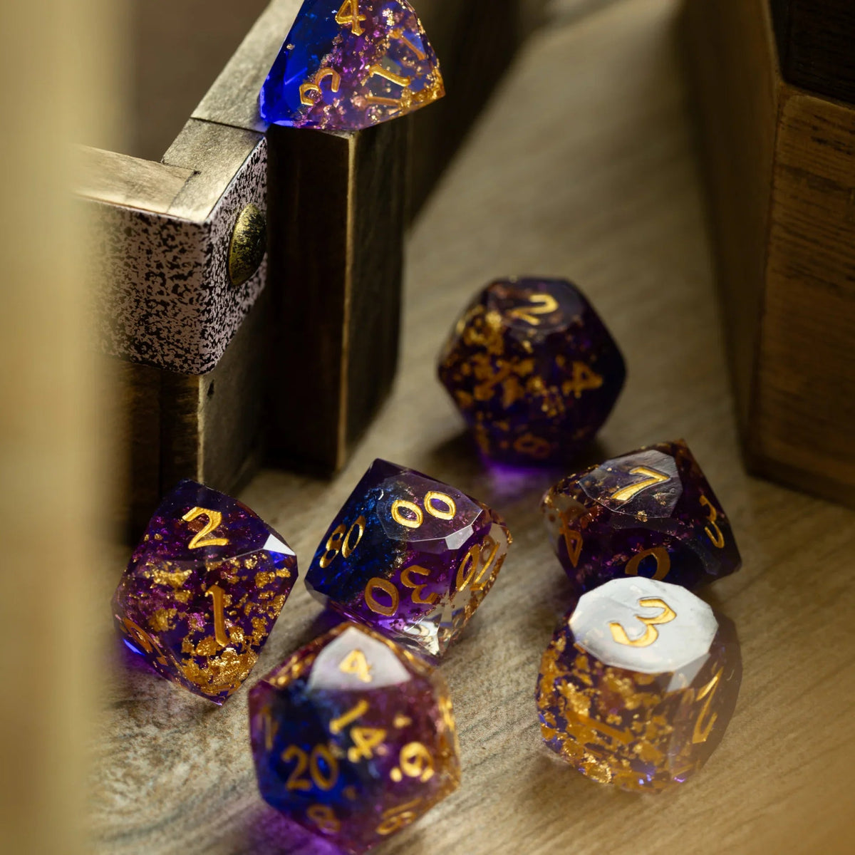 Dwarf Cut Arcane Nebula Handmade Resin DND Dice Set