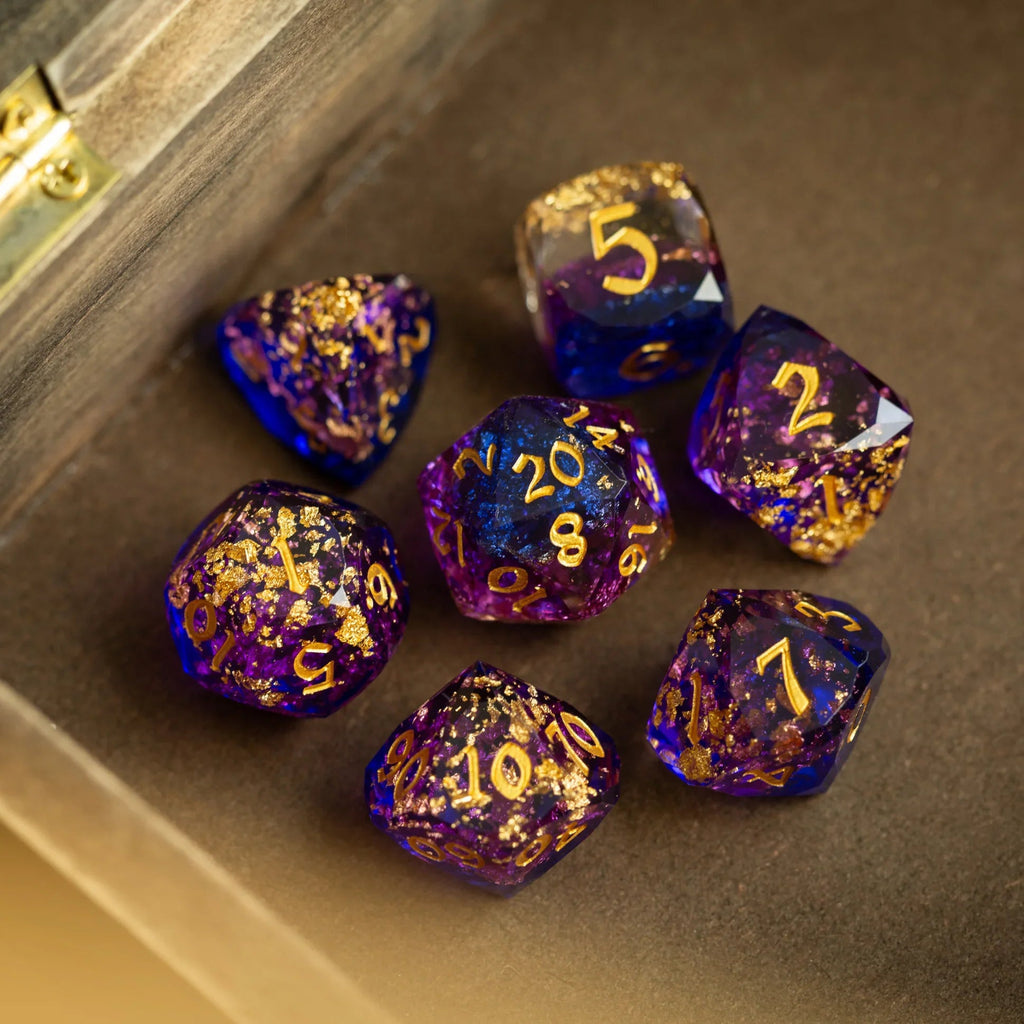 Dwarf Cut Arcane Nebula Handmade Resin DND Dice Set