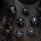 Dwarf Cut Smoky Midnight Handmade Resin DND Dice Set